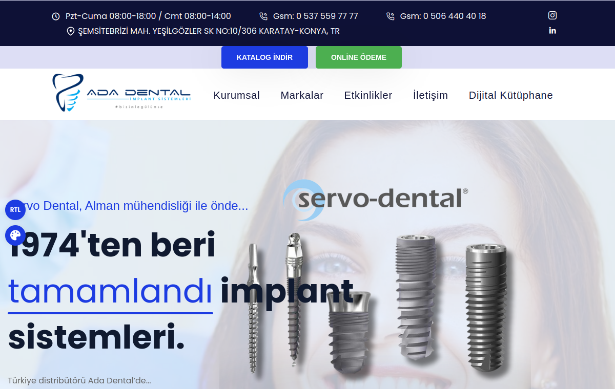 Ada Dental ana sayfa ekran görüntüsü