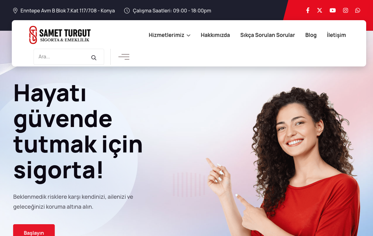 Samet Turgut Sigorta ana sayfa ekran görüntüsü